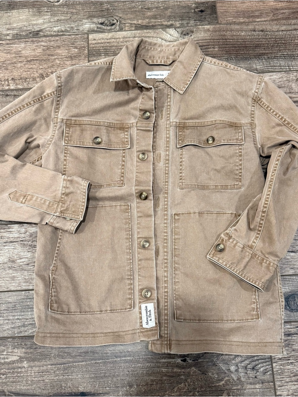 abercrombie kids tan utility shirt jacket